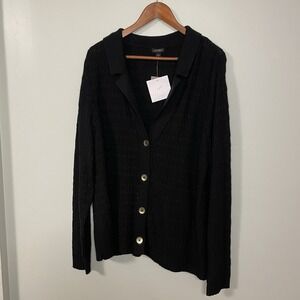 J.Jill Wearever Collection NWT Black Button Cardigan Sweater Size XL